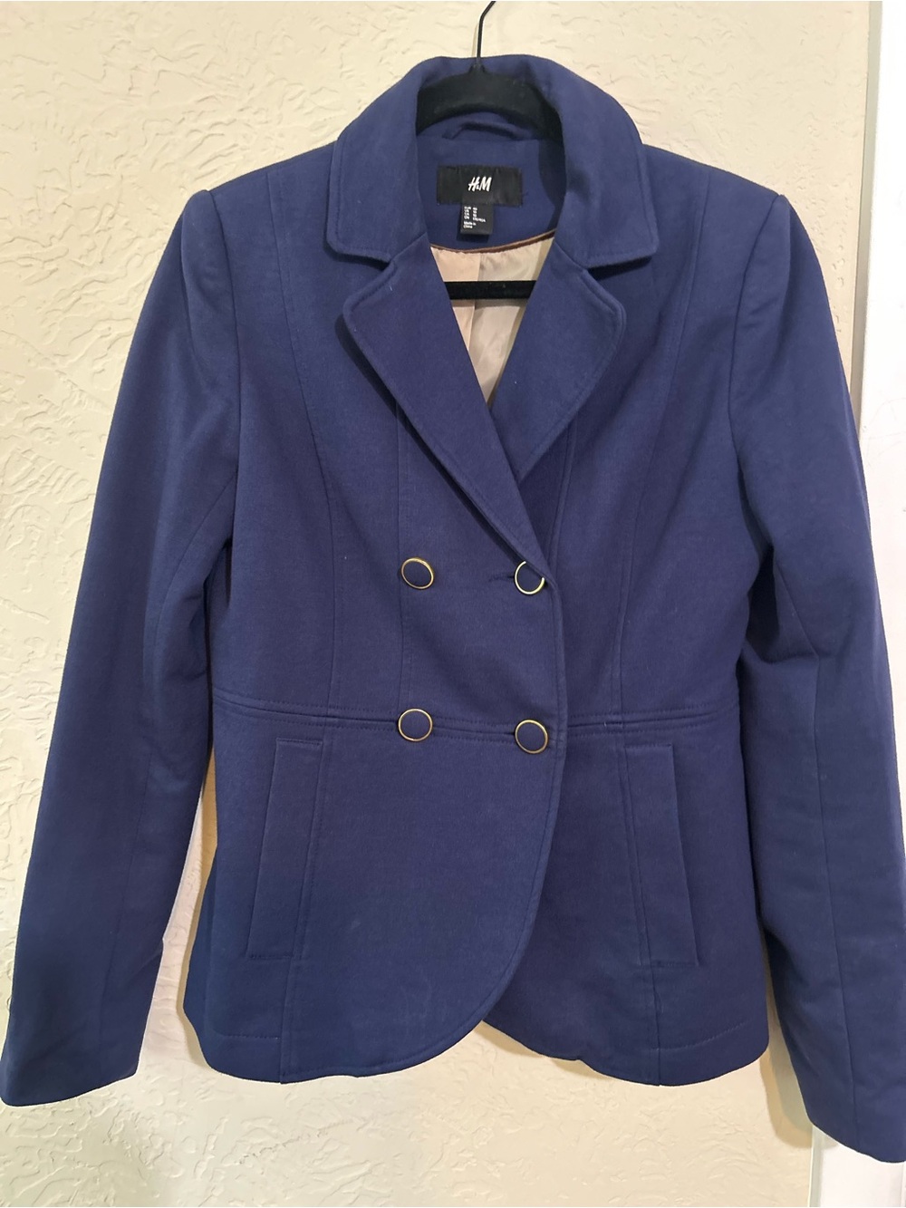H&M Double-Breasted Deep Blue Blazer with Gold Buttons
